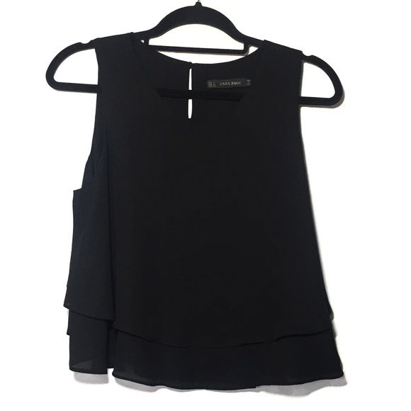 Zara Tops - ZARA Black Chiffon Layered Blouse